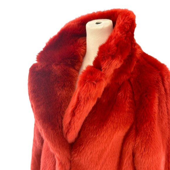 NWT H&M Red Faux Fur Coat - Picture 1 of 11